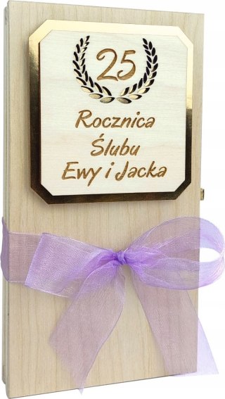 Drewniane pudełko na rocznicę ślubu z grawerem Jubileusz Złote Gody