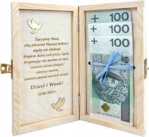 Drewniane pudełko na rocznicę ślubu z grawerem Jubileusz Złote Gody