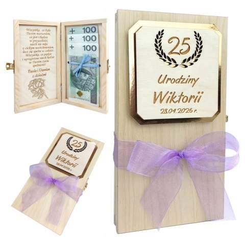 Drewniane pudełko na urodziny z grawerem Jubileusz 18 20 30 50 70
