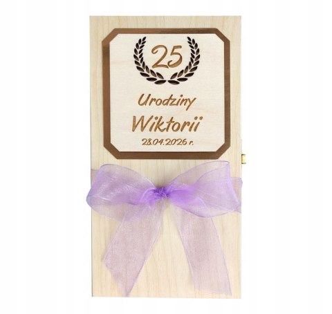 Drewniane pudełko na urodziny z grawerem Jubileusz 18 20 30 50 70