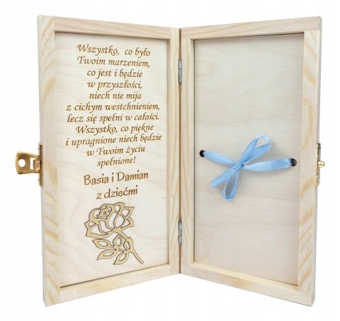 Drewniane pudełko na urodziny z grawerem Jubileusz 18 20 30 50 70