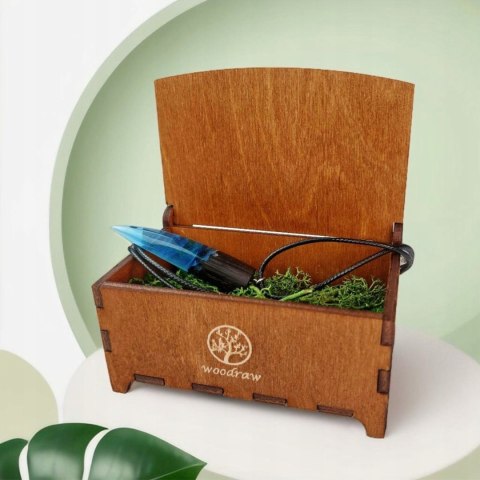 Naszyjnik z Drewna i Żywicy Kieł z proszkiem świecącym Prezent