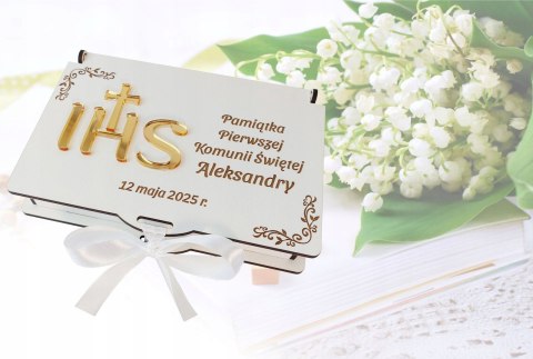 Pamiątka Pierwszej Komunii Świętej Pudełko na banknoty i biżuterię PREZENT