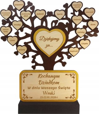Piękny Prezent na Dzień Babci i Dziadka Drzewko z Grawerem Personalizowany