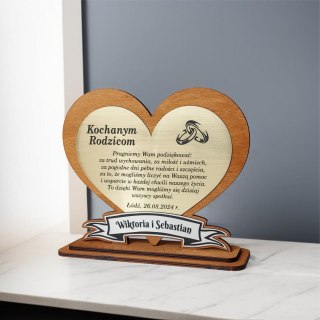 Serce Podziękowanie dla Rodziców na ŚLUB WESELE Rocznicę Srebrne Gody
