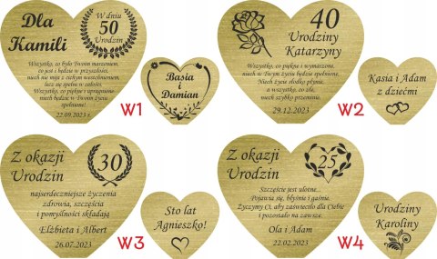 Statuetka Serce Prezent na Urodziny 18 20 30 40 50 60 różne wzory