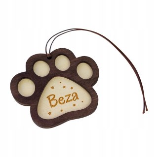 Zawieszka do samochodu Drewniana łapka z grawerem personalizowana Pies Kot