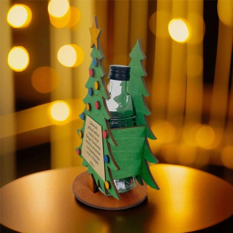 Zestaw prezentowy na święta Ozdobna Drewniana Choinka z Butelką 250 ml