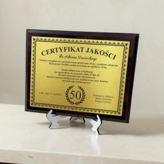 Certyfikat jubileuszowy - personalizowany dyplom urodzinowy dla jubilata