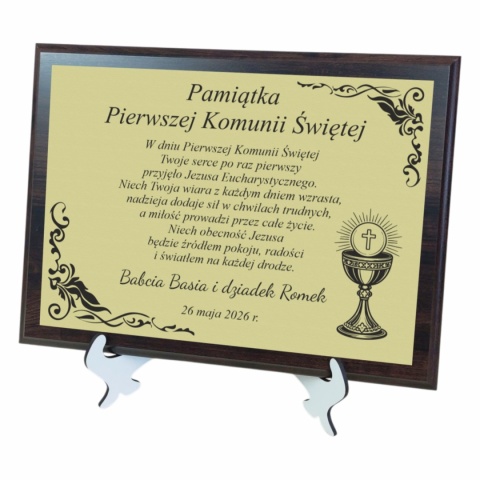 Dyplom komunijny poziomy złoty laminat