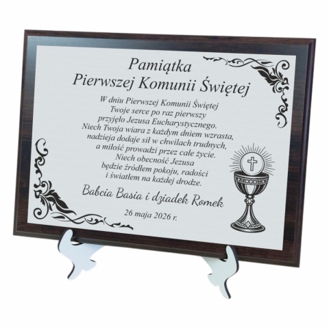 dyplom komunijny srebrny laminat personalizowany grawer