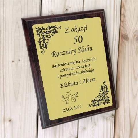 Dyplom z grawerem na rocznicę ślubu - prezent pamiątka jubileusz Złote Gody