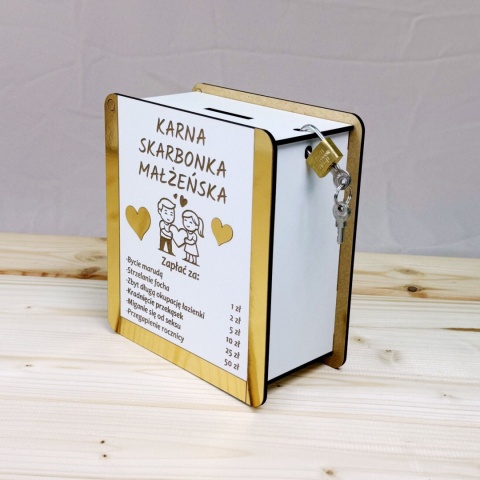 Karna Skarbonka Małżeńska Rocznica Ślubu Srebrne Gody Prezent + kłódka
