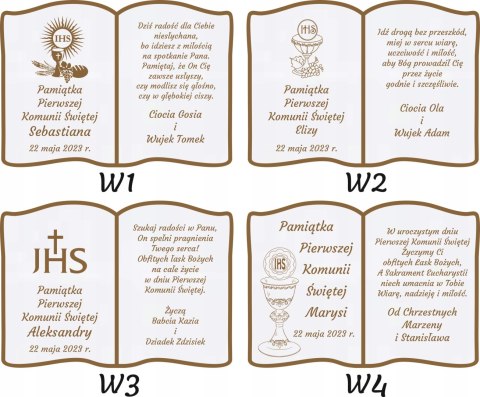 Pamiątka Pierwszej Komunii Świętej Drewniana biała Książka PREZENT