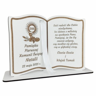 Pamiątka Pierwszej Komunii Świętej Książka z grawerem - prezent personalizowany