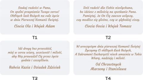warianty tekstu dla pudełka komunijnego