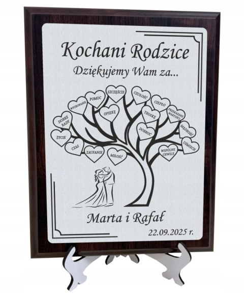 Podziękowanie dla rodziców na ślub Grawerowany Dyplom Drzewko Wdzięczności
