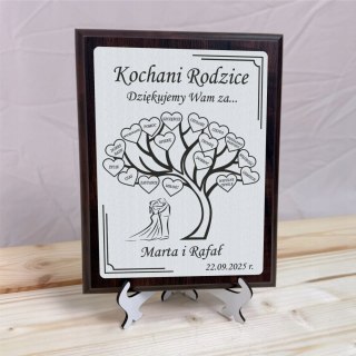 Podziękowanie dla rodziców na ślub Grawerowany Dyplom Drzewko Wdzięczności