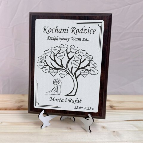 Podziękowanie dla rodziców na ślub Grawerowany Dyplom Drzewko Wdzięczności