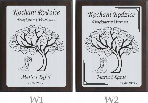 Podziękowanie dla rodziców na ślub Grawerowany Dyplom Drzewko Wdzięczności