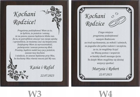 Podziękowanie dla rodziców na ślub Personalizowany dyplom z grawerem WESELE