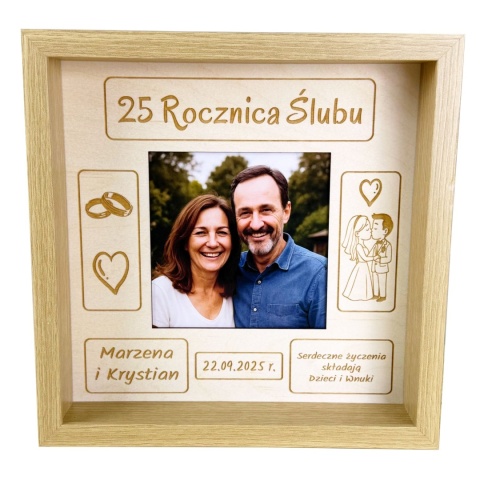 Ramka z grawerem i zdjęciem - elegancki prezent na rocznicę ślubu pamiątka