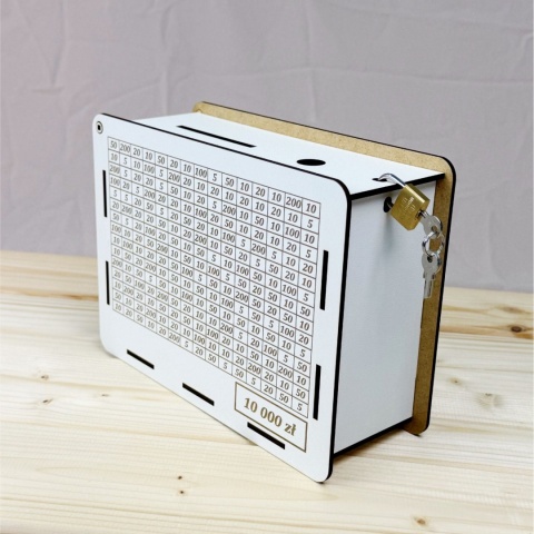 Skarbonka Wykreślana prezent na Urodziny z kłódką - Wybór kwot