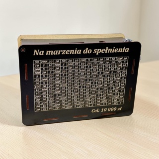 Skarbonka Wykreślana z grawerem - zamykana na kluczyk prezent personalizowany