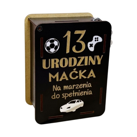 czarna skarbonka dla chłopca srebrne ozdoby kłódka