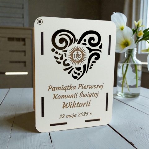 Skarbonka na pierwszą komunię świętą z grawerem