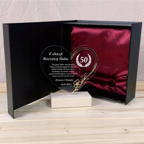 Statuetka Rocznica Ślubu prezent dla pary serce grawer dla Rodziców Teściów