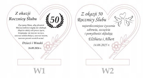 Statuetka Rocznica Ślubu prezent dla pary serce grawer dla Rodziców Teściów