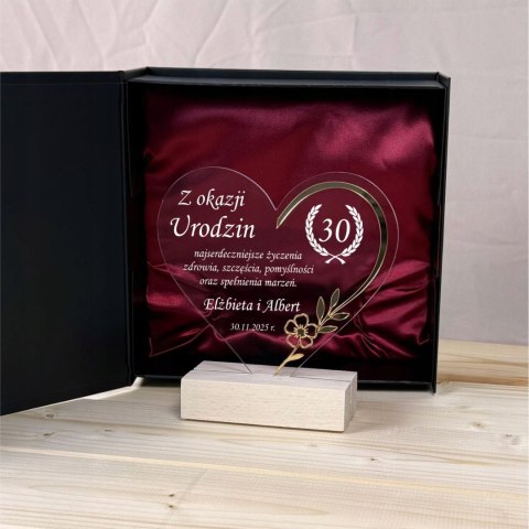 Statuetka Urodzinowa - serce w etui Prezent na urodziny 30 40 50 60 70
