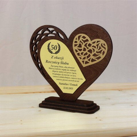 Statuetka na Rocznicę Ślubu - Serce z Grawerem Prezent Personalizowany