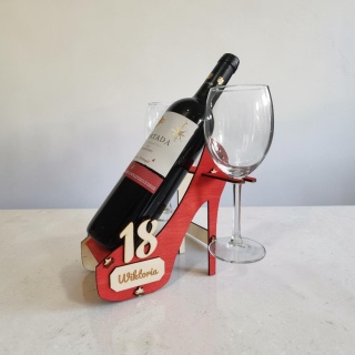 Stojak na Wino Szpilka z Kieliszkami - Prezent na 18 30 40 Urodziny dla Niej