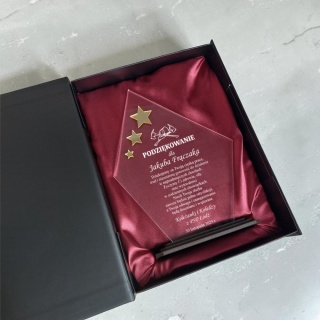 Statuetka podziękowanie dla strażaka - personalizowany prezent z lustrzanymi gwiazdkami