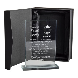 Szklana Statuetka dla Policjanta z Grawerem w Etui