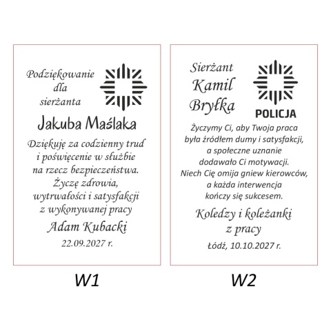 warianty tekstowe podziękowania dla policji