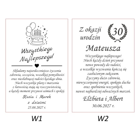 urodzinowe teksty wariantów