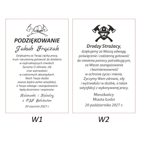 warianty tekstowe podziękowań dla straży pożarnej OSP